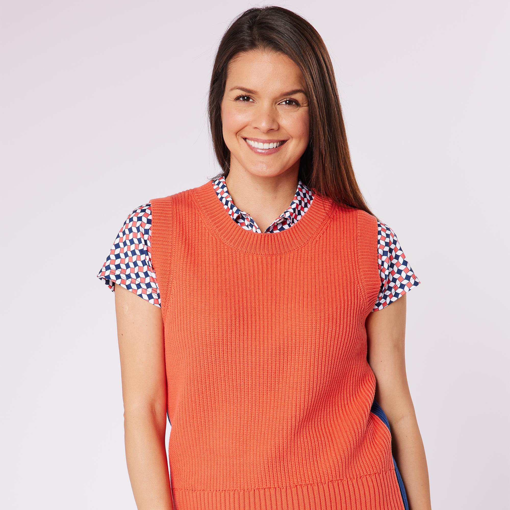 Swing Out Sister Dee Ladies Cotton Golf Slipover Coral/Navy